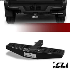 Matte Black Wide Mesh Style Rear Bumper Trailer Hitch Step w/2" Tow Receiver G13