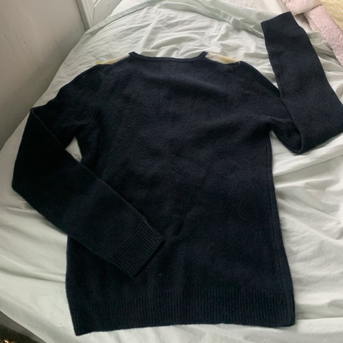 Vtg J Crew Sweater Womens Xs Navy 100% Lambs Wool Argyle Pullover V-neck Y2K Euc - Picture 8 of 8