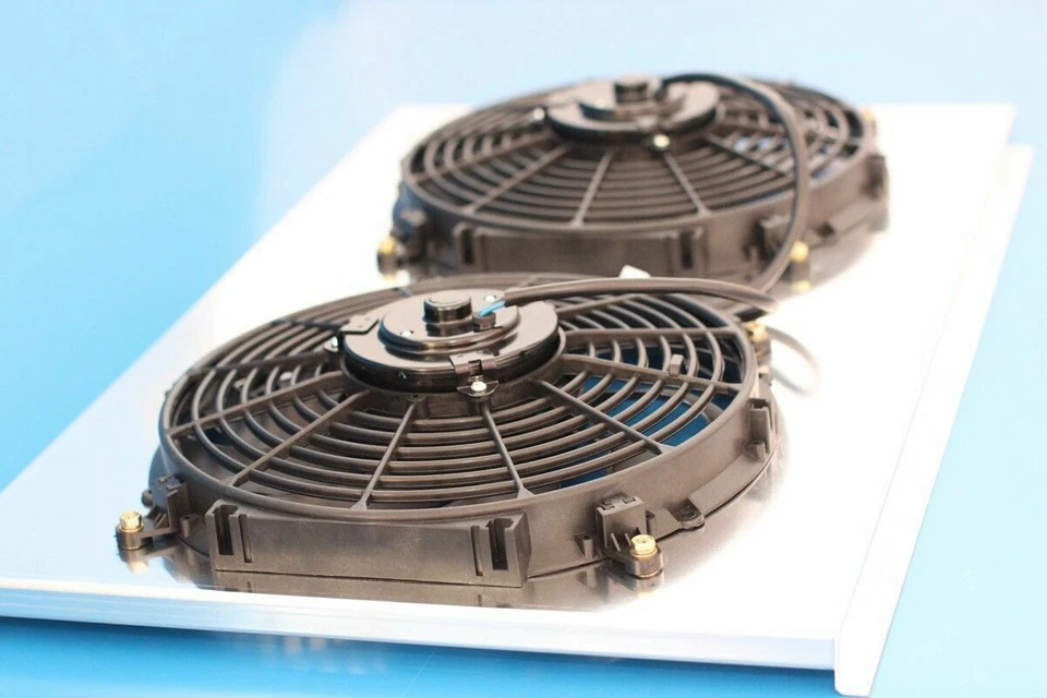 Cubierta de radiador KKS + ventiladores de 2-12" para 68-72 Chevry Malibu Pontiac Buick CC161 Foto 3 de 4