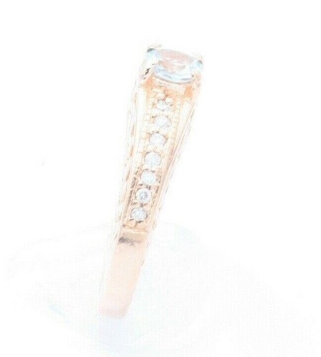 Genuine Aquamarine & Diamond Ring 14K Rose Gold 1.00 Carat TW - Picture 4 of 4