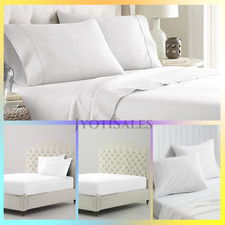 Extra Deep Pocket Soft Sheets 1000 - 1200 TC Organic Cotton White Solid