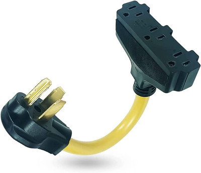 Dryer 3-Prong 10-30P Male to (3) 5-15R Female Household Tri Outlet, Output 125V