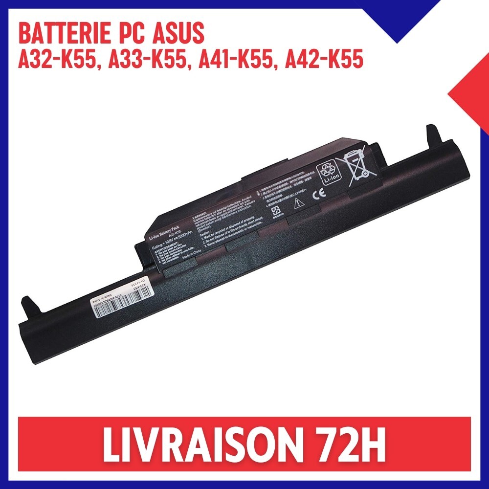 Batterie A33-K55 haute capacité 5200mA longévité pour ASUS K55