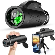 80X100 BAK4 Prism Outdoor Zoom HD Lens Monocular Telescope Tripod  Phone Clip