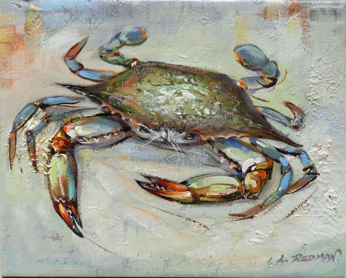 8x10 Blue Crab Original Stretched Canvas Oil Painting Wall 8x10 Blue Crab Original Stretched Canvas Oil Painting Wall
