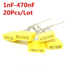 20Pcs 0.01uf-0.47uf 10NF-470NF 100VAC 100V 5MM X2 Polypropylene Film Capacitor