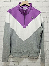 FILA Women's 1/4 Zip Pullover Sweatshirt Chevron Fleece Size X-Large XL, c16