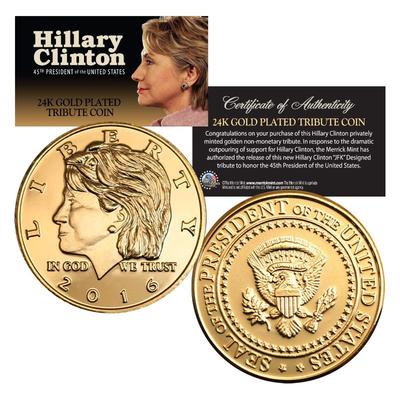 HILLARY CLINTON for President 2016 Coin 24KT Gold Plated '16 Election Campaign