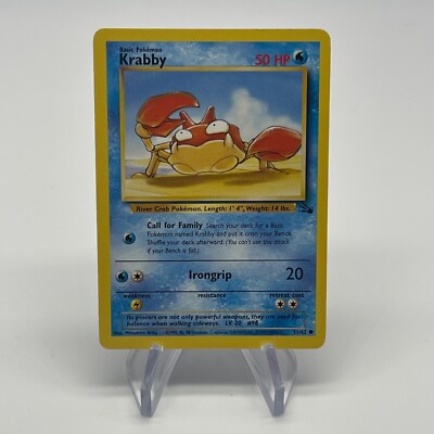 Krabby 51/62 - Vintage 1999 Fossil Set Lightly Played Authentic Pokemon Card
