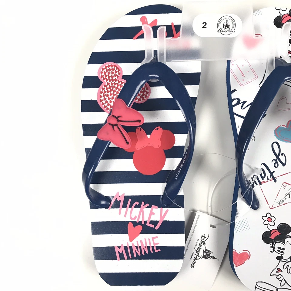 Sandalia Chanclas Minnie Mouse Rayas Arcos Azul Blanco Rosa Parques Disney Talla 2 Foto 3 de 4