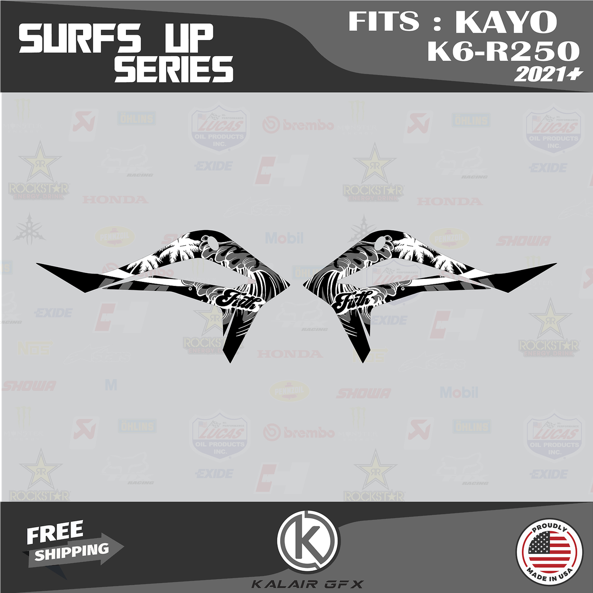Graphics Kit for KAYO K6-R 250 Dirt Bike (2021+) Surfs-up Series