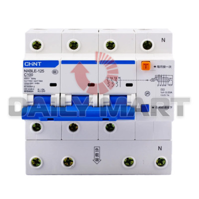 New In Box CHINT NXBLE-125 Circuit Breaker 3P+N 100A 80A