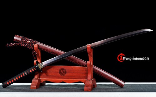 Unique Red & Blue Sharp Japanese Samurai Katana Sword Damascus 1095 Folded Steel - Picture 12 of 12