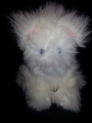 White Kitty Cat Puppet Vintage 1978 Animal Express Plush Blue Eyes Pink Nose
