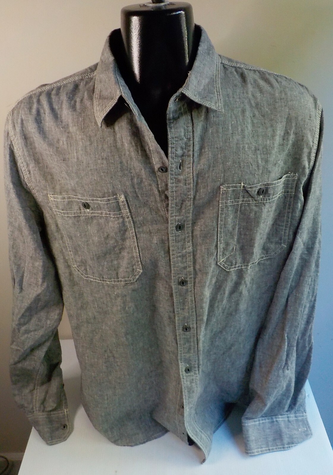 CONVERSE One*Star Gray  LS Button Front Shirt SZ … - image 1