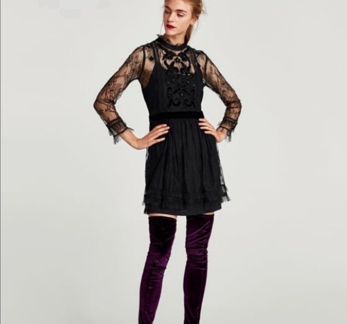 zara black beaded dress Zara - Beaded Knit Cut-Out Mini Dress - Black - L
