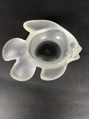 Vannes - Le- Chatel Frosted Crystal Sun Fish Votive Tealight Holder Trinket Bowl