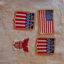 Lot of RETRO Vintage Embroidered Patriotic Flag Motif Sew-on Appliques Patches