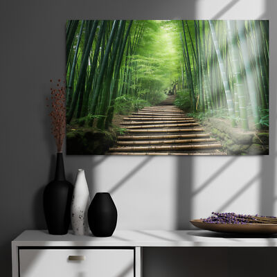 The Peaceful Passage through Bamboo Forest Metal prints