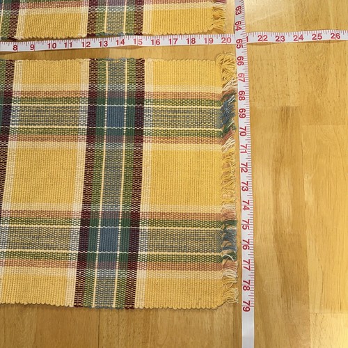 2er Set Gewebte Baumwolle Gelb Blau Kariert Tischsets für Alltag 19"x13" - Bild 3 von 6