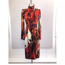 Alexander McQueen Silk Evening Dress Red Tiger-Butterfly IT 36