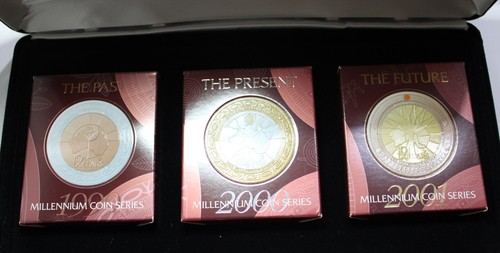 1999-2001 PROOF THE PAST THE PRESENT AND THE FUTURE IN 3 COIN CASE WITH BOXES - Foto 11 di 14