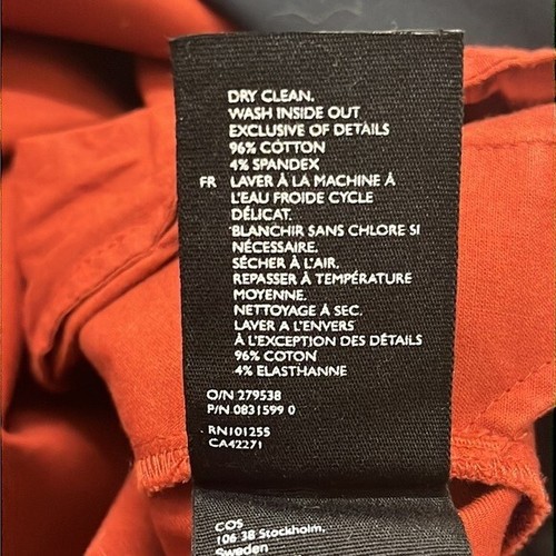 COS Burnt Orange Black Colour Block Thick Cotton Cotton Fall T-Shirt Dress Sz 2 - Picture 7 of 7