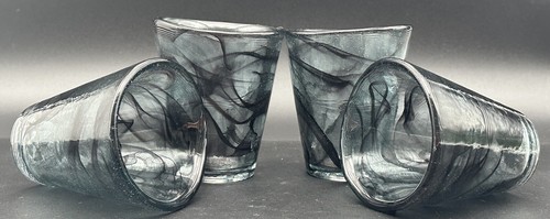 Kosta Boda Mine Black Swirl Glass Tumbler Ulrica Hydman Vallien UHV Sweden - Picture 3 of 16