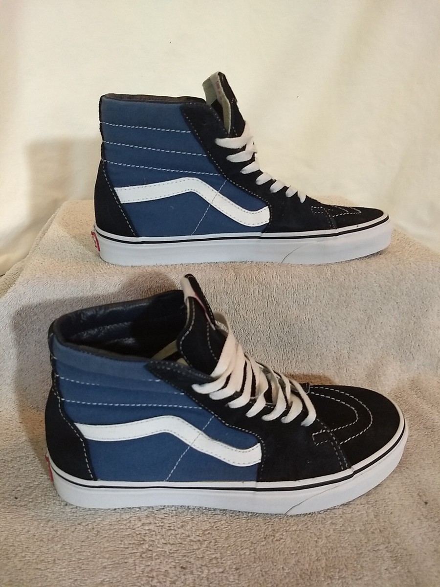 VANS Unisex Denim Navy Suede High Skateboard Shoes, Size: M7