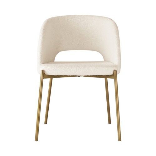 Oikiture 2x Armchair Dining Chair Accent Chairs Tub Armchairs Sherpa White&Gold - Picture 6 of 10