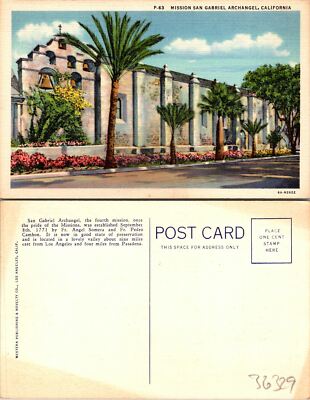 Mission San Gabriel Archangel CA Postcard Unused (36329)