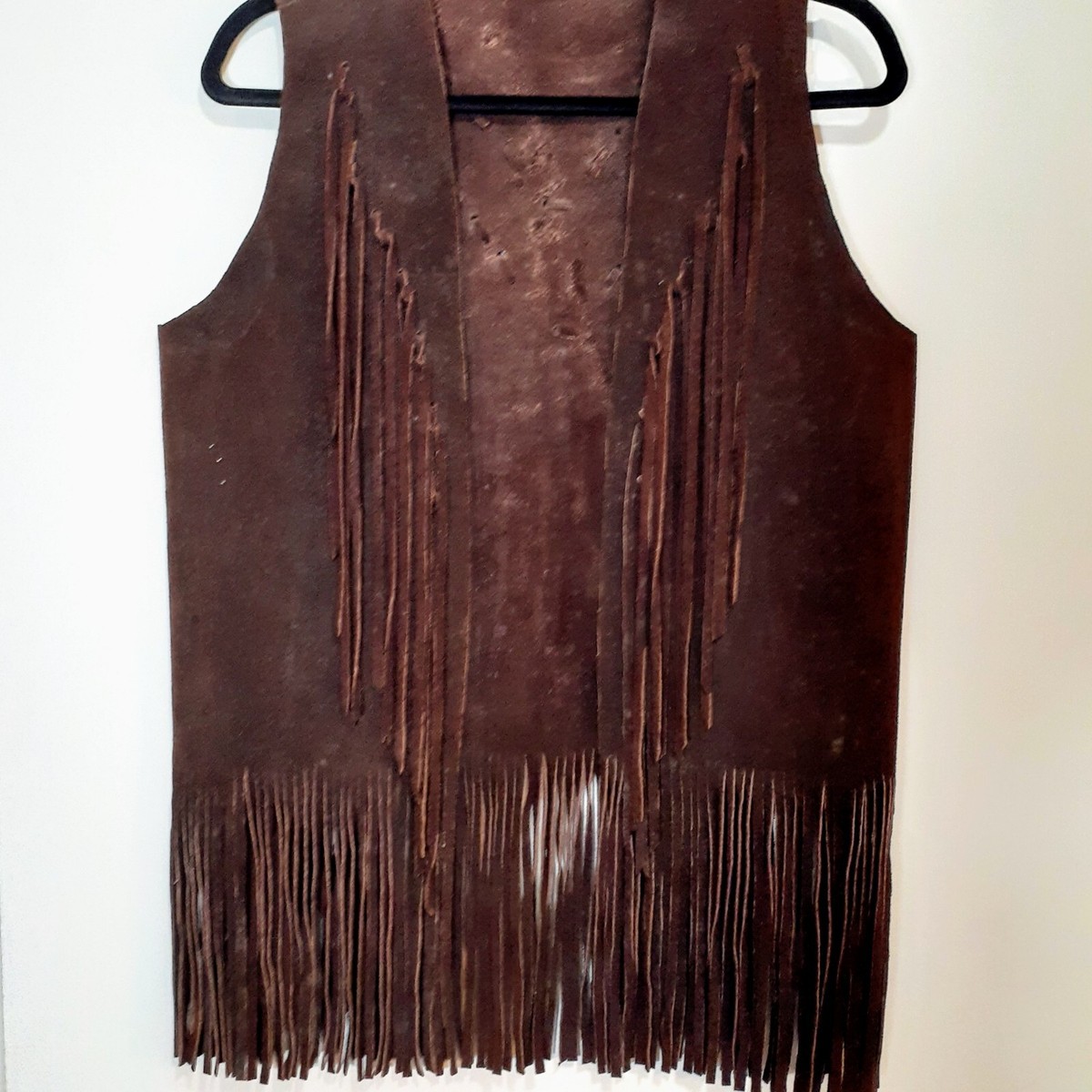 トップス LEATHER SUEDE NATIVE VEST L Mens Leather Vest Black Suede Cowboy Western Style Native