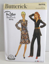 Butterick Retro 1970's Easy Dress, Tunic  Pants 6958 Misses' 18-26 Pattern UC
