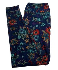 LuLaRoe Leggings TC Tall Curvy Floral BLUE RED Retro ROSE Flower Fun Ships FAST