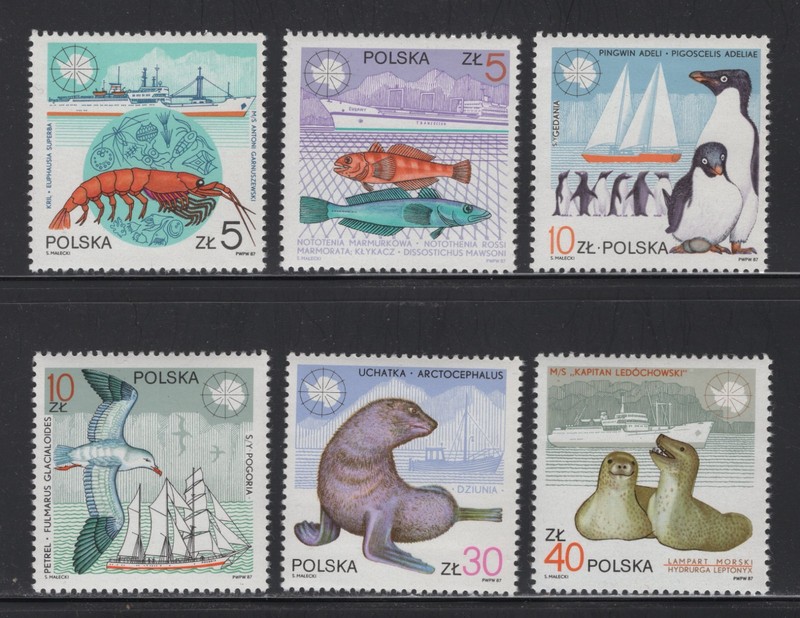 Poland 1987. Wildlife and ships. Scott # 2782-2787. MNH, VF