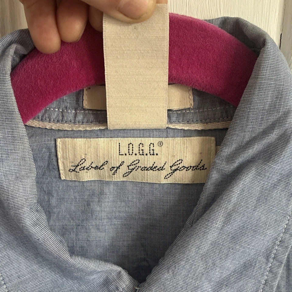 H&M L.O.G.G. Men’s Blue Regular Fit Long Sleeve Button-Down Cotton Shirt S - Image 3 of 4