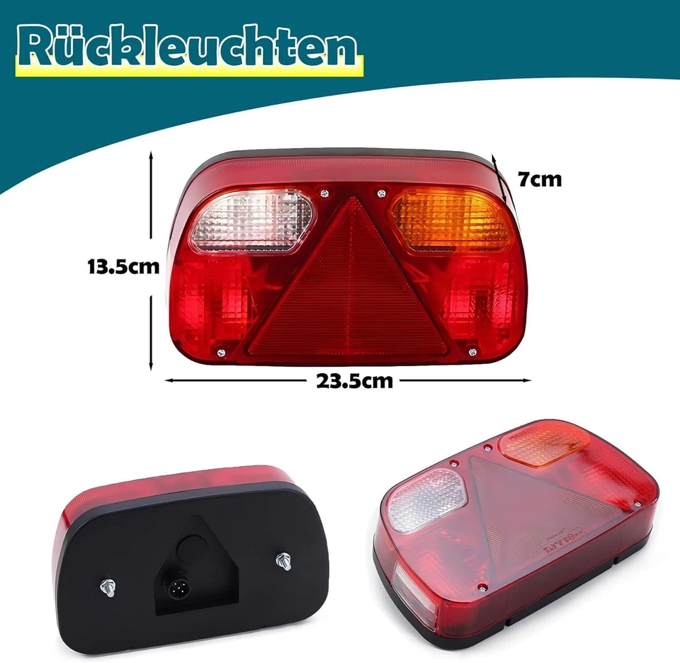 Rückleuchten Set 13 polig 5m verkabelt Anhänger Anhängerbeleuchtung Rücklichter - Bild 4 von 4