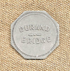EARLY 1900s DURAND WISCONSIN BRIDGE TOLL TOKEN - ARROWHEADS & DOT VARIETY