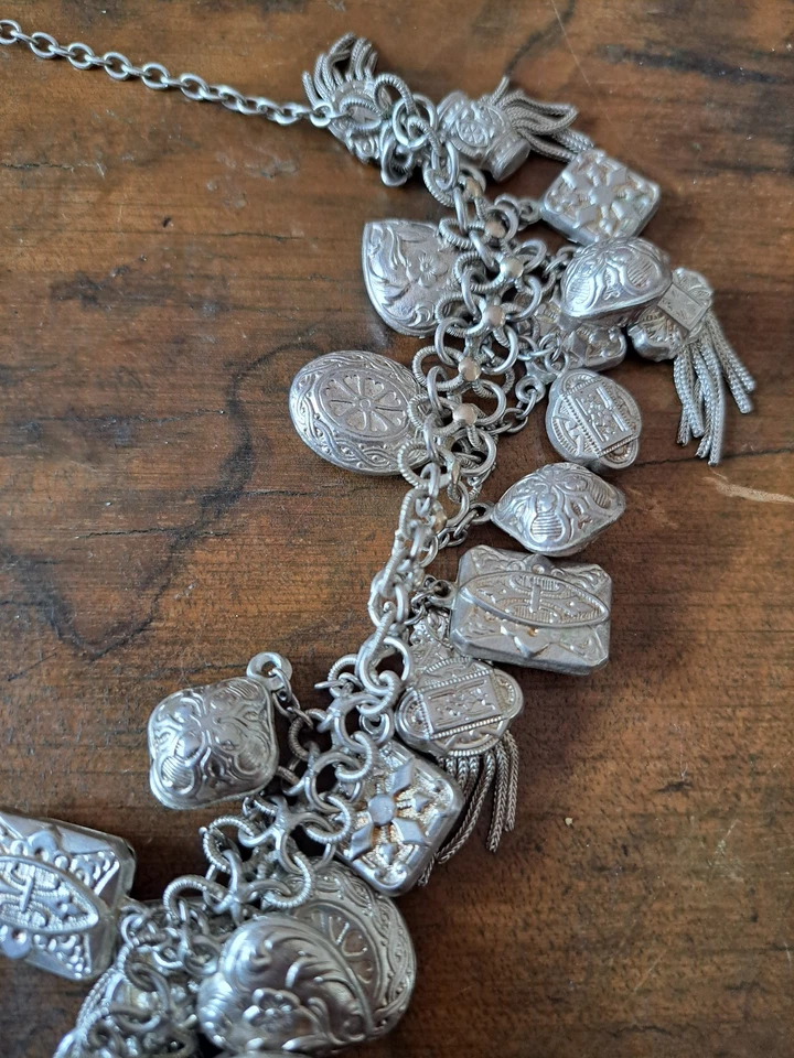 TRES RARE ANCIEN COLLIER BERBERE ALGERIE EN ARGENT POINCONS - Photo 4/4