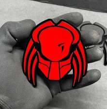 2x Predator Mask Alien Head Car Fender Badge Emblem Red on Black 4x4 SUV