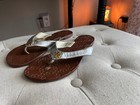 Tory Burch  Monroe Silver Leather Open Toe Slip-On Flat Thong Sandals Sz 8.5 M — photo 4