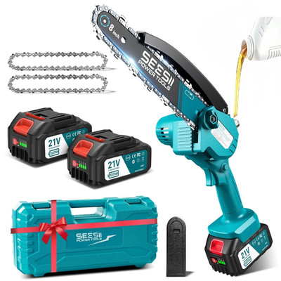 SEESII Akku Kettensäge 8 Zoll CH820 mit Ölsystem und Ers