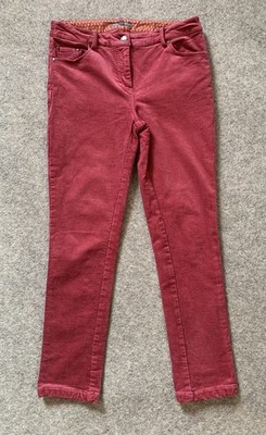 Laura Ashley Slim Fit Cord Jeans Mid Rise Ankle Berry UK 10