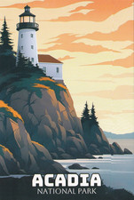 Acadia National Park Maine Art Poster Postcard
