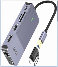 USB Docking Station GIQ USB C hub USB 3.0 to Dual HDMI,Triple Display-GIQ - Grey