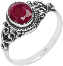 Ruby Stone Ring 925 Sterling Silver Statement Ring for Women Handmade Gemstone C