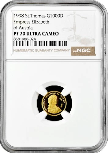St. Thomas & Prince Island 1000 dobras 1998, NGC PF70 UC, "Empress Elisabeth"