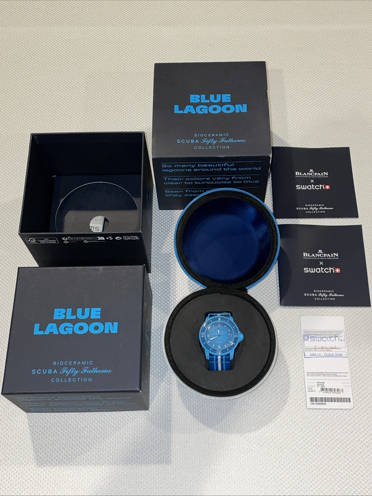 Blancpain X Swatch Fifty Fathoms Blue Lagoon Bioceramic Scuba Brand New