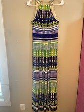 Eliza J Women’s Colorfully Checkered Sleeveless Jersey Maxi Dress Size 8P