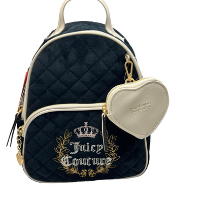 Juicy Couture Valore Quilted Backpack Black White Heart
